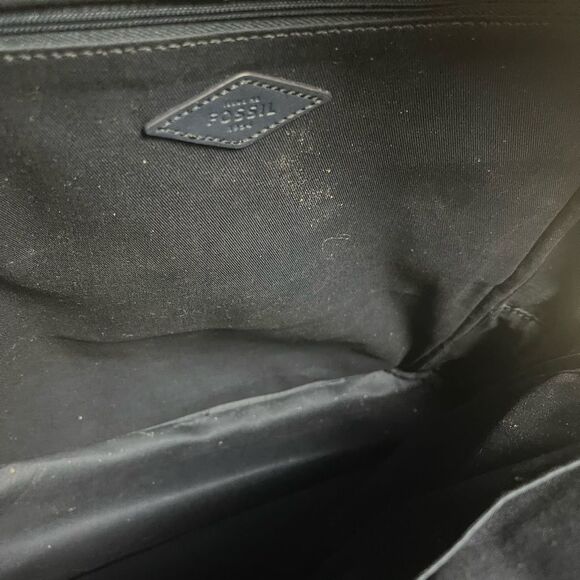 Fossil coated canvas  backpack beige & mint green navy blue trims & Straps - Picture 8 of 11